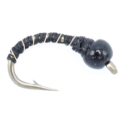 3 Pack Bead Head Black Zebra Midge Still Water Nymph Fly Hook Size 20 - Korvel