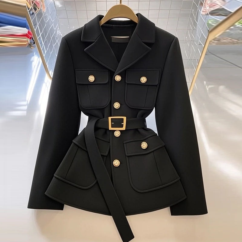 Manteau court cintré uni pour femmes