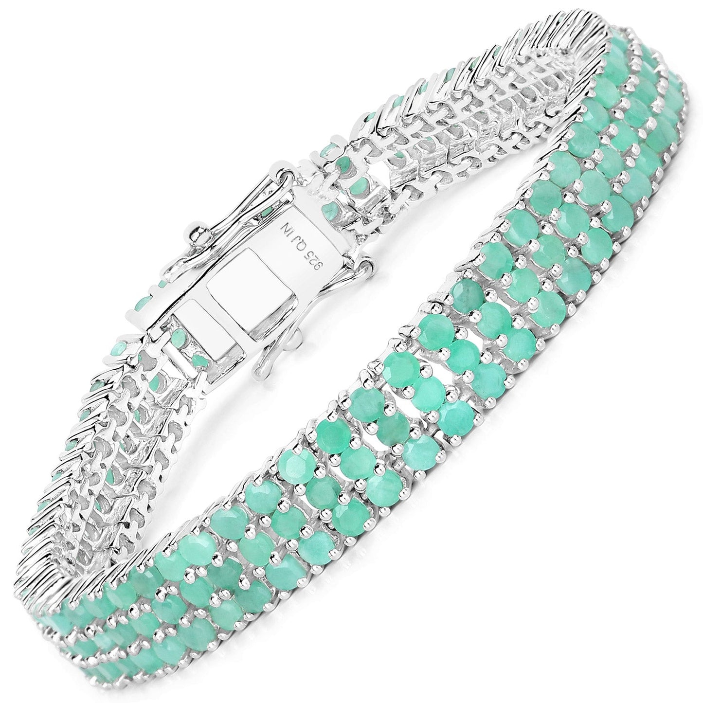 Pulsera de plata esterlina con esmeraldas genuinas de 9.41 quilates