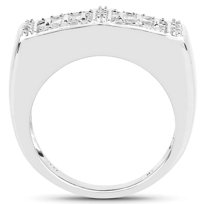 14K Yellow Gold Plated Diamond Cocktail Ring in Sterling Silver