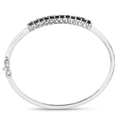 3.53 Carat Genuine Black Diamond Sterling Silver Bangle