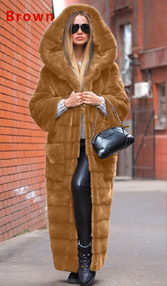 Manteau long en peluche épais et à la mode pour femmes