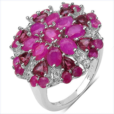 3.90 Carat Genuine Ruby & Rhodolite Sterling Silver Ring