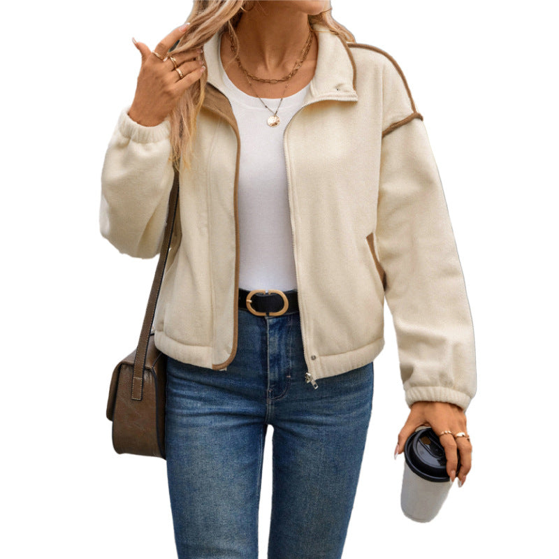 Contrast-Trim Cardigan Jacket for Women