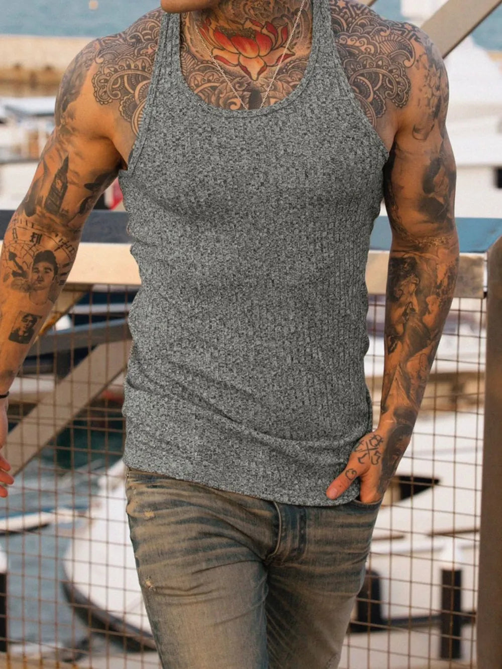 Débardeur à col rond grande taille pour hommes