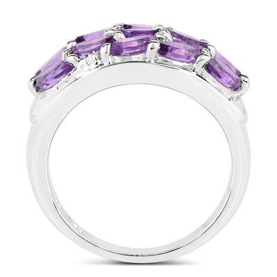 1.67 Carat Amethyst & White Topaz Sterling Silver Engagement Ring