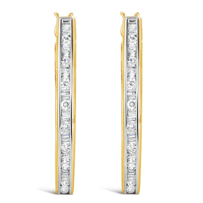 Pendientes U-Hoop de Diamante en Oro Amarillo de 10K con 1.00 Cttw