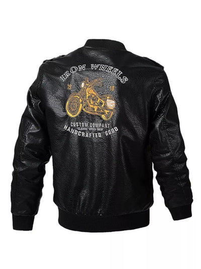 Men's Plus Size Premium Leather Bomber Jacket