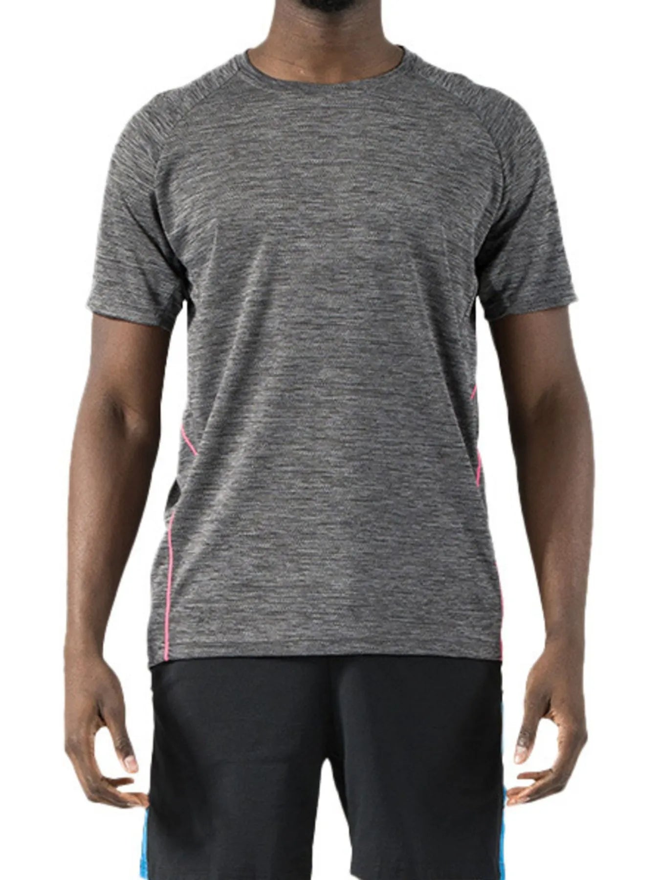 Camiseta Activa de Manga Corta y Cuello Redondo para Hombre en Tallas Grandes