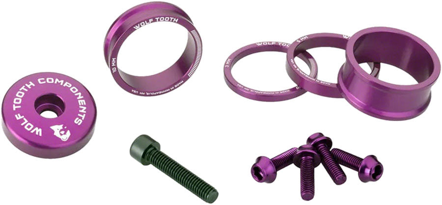 Wolf Tooth Headset BlingKit - Ultraviolet Purple Spacers & Top Cap