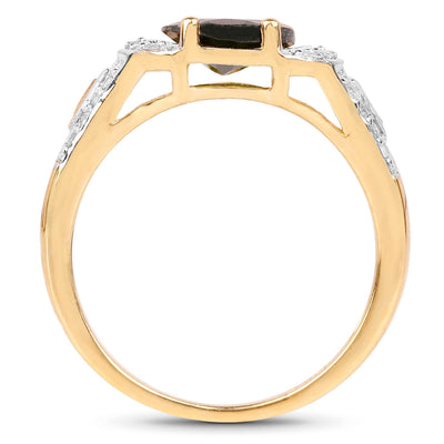 Anillo de cromo diopsido y topacio blanco chapado en oro amarillo de 18 quilates