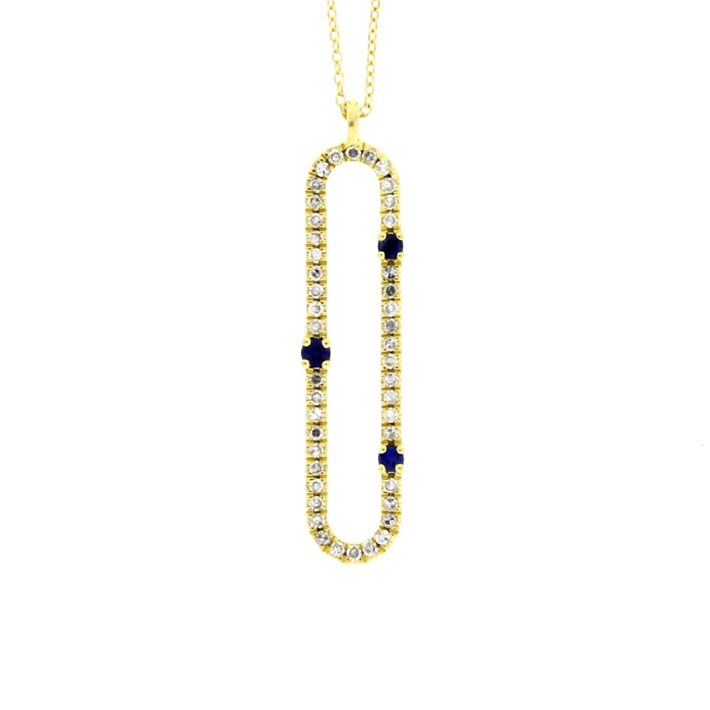 Pendentif de mode en diamant et saphir en or jaune 14KT