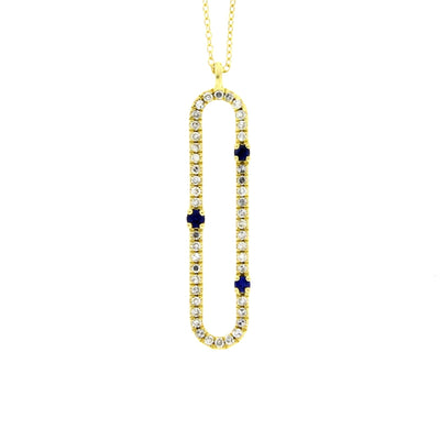 Diamond Sapphire Fashion Pendant in 14KT Yellow Gold