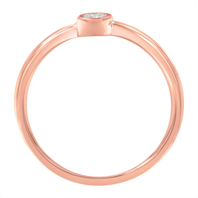 Anillo de Diamante de Plata Esterlina Baño de Oro Rosa de 14K - Talla 6