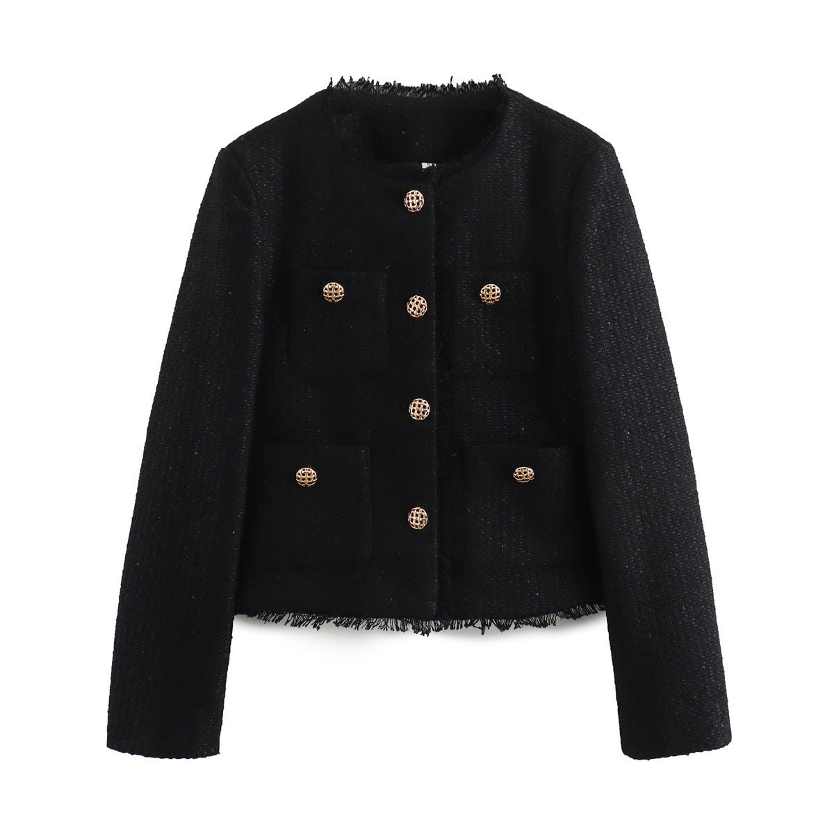 Women's Fashion Woolen Solid Color Casual Short Coat