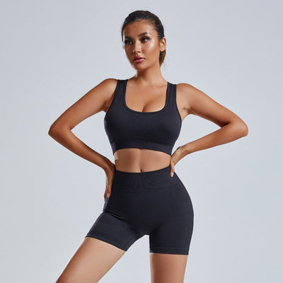 Ensemble de Yoga Femme 2 Pièces : Débardeur Sans Couture & Shorts