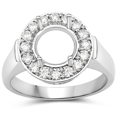 Bague de fiançailles semi-montée en or blanc 14K avec diamant blanc de 0,48 carat