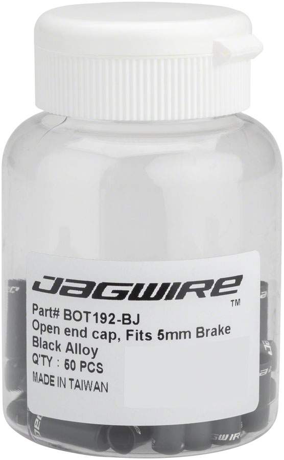 Jagwire 5mm Open Alloy End Caps - Black (Bottle of 50)