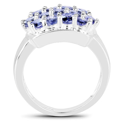 2.21 Carat Genuine Tanzanite Sterling Silver Engagement Ring