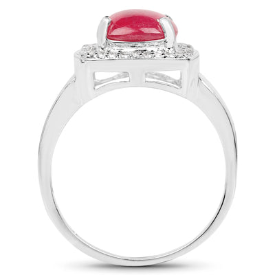 3.31 Carat Glass Filled Ruby & White Topaz Sterling Silver Ring