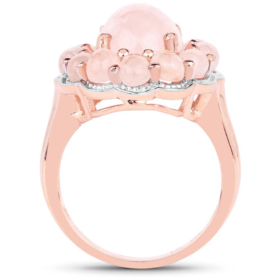 14K Rose Gold Plated Morganite Cocktail Ring in Sterling Silver