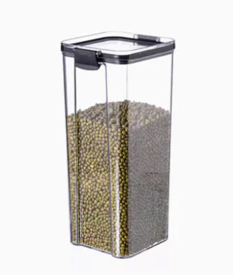 Bocal de rangement carré en plastique transparent pour cuisine