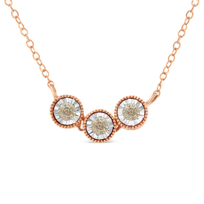 Collier en diamant champagne plaqué or rose et blanc 10K élégant