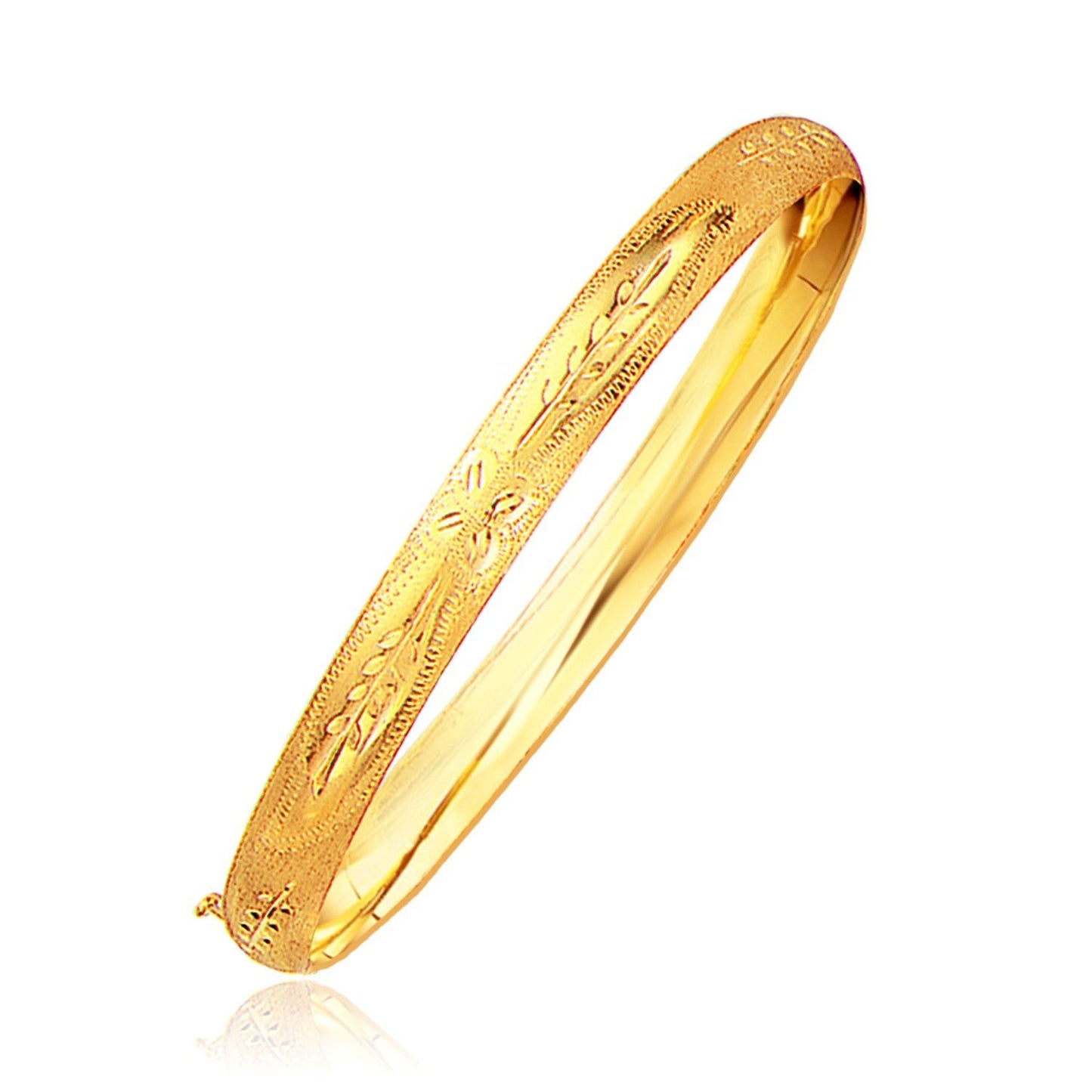 Bracelet en or jaune 14 carats avec motif floral classique