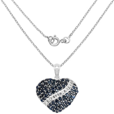 4.60 Carat Genuine Blue Sapphire and White Topaz Pendant