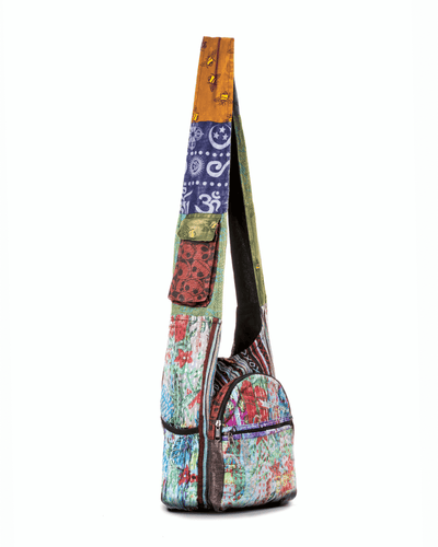 Kathmandu Collection Vintage Patchwork Hobo Bag with Water Bottle Pockets - Korvel