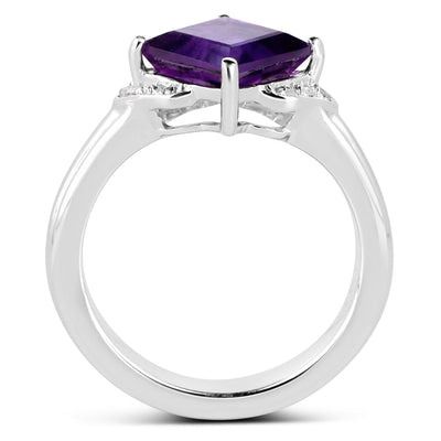 2.55 Carat Amethyst and White Topaz Sterling Silver Ring