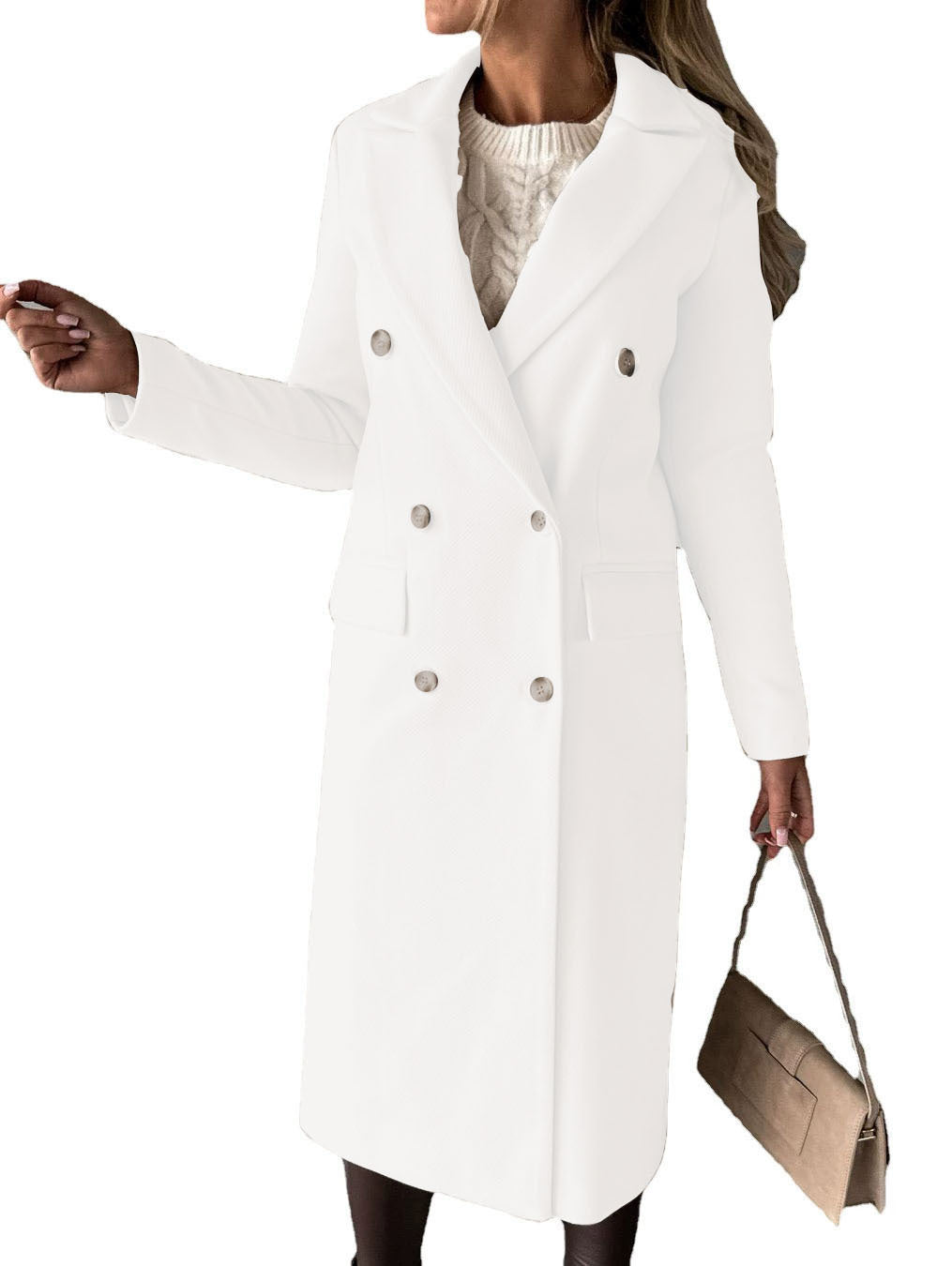 Double Breasted Lapel Coat - Premium Winter Overcoat for Women