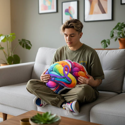Abstract Brain Pillow - Vibrant Color and Unique Design