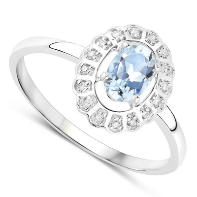 0.44 Carat Aquamarine and Diamond 14K White Gold Engagement Ring