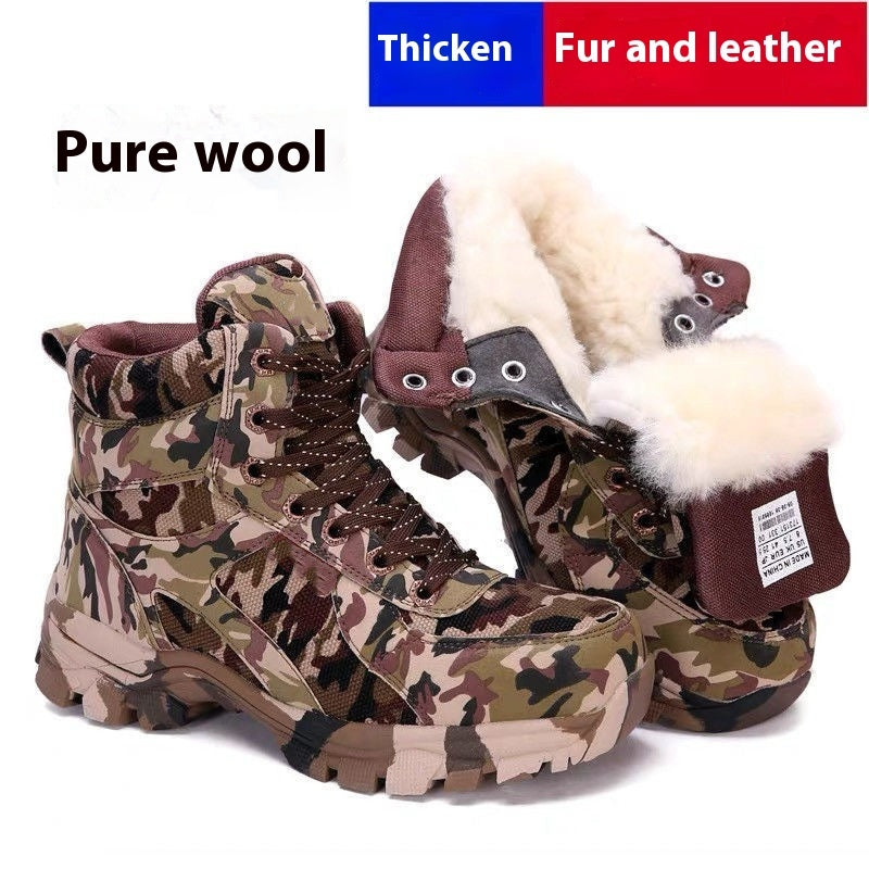 Men's Premium Cowhide Thick Snow Boots for Winter