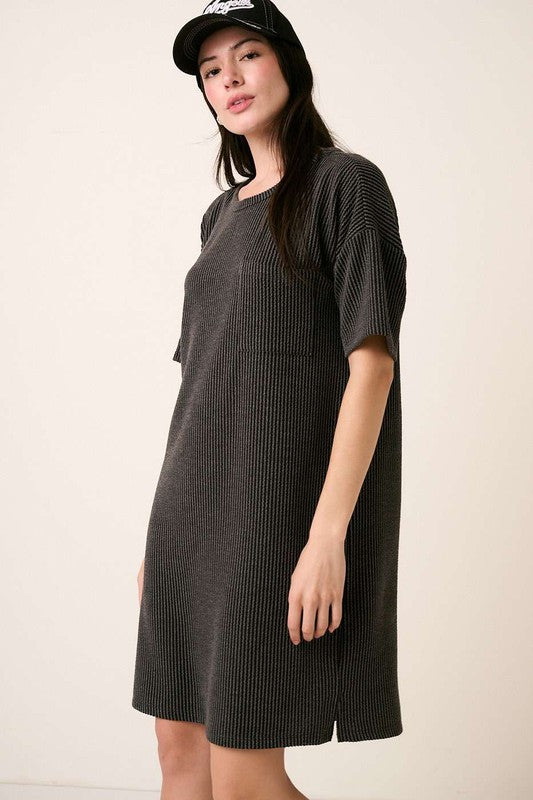 Urban Rib Knit Short Sleeve Tee Dress for Women