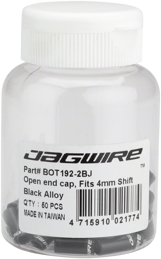 Tapones de aleación sellados Jagwire de 4 mm - Paquete de 50, Negro