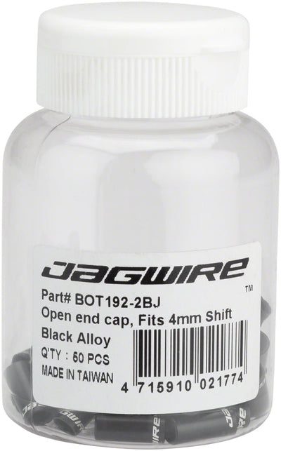 Tapones de aleación sellados Jagwire de 4 mm - Paquete de 50, Negro