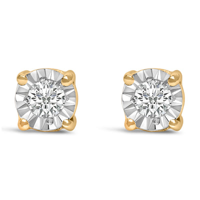 Pendientes de Stud con Diamantes de Laboratorio en Configuración Milagrosa de Plata Esterlina .925