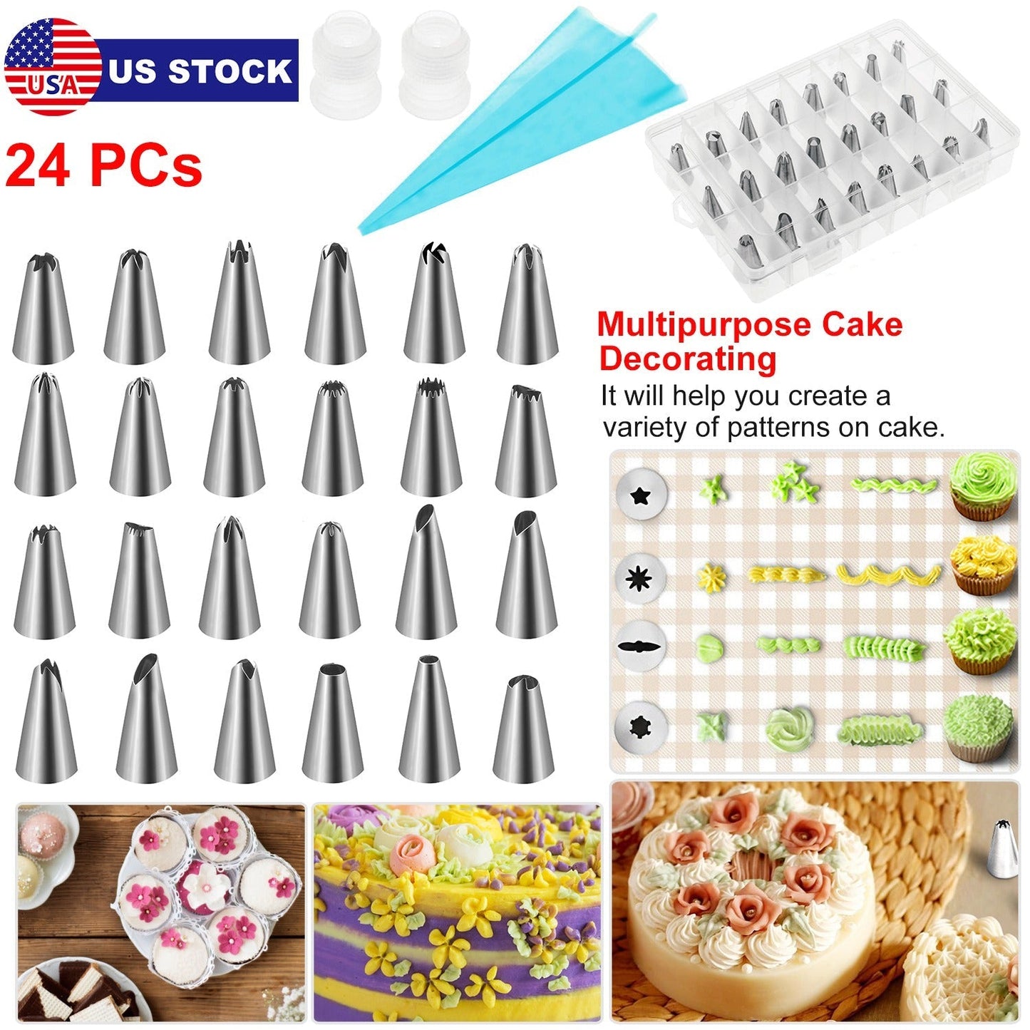24-Piece Premium Cake Decorating Supplies Kit