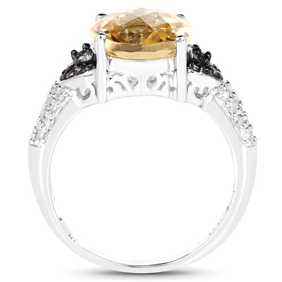 Anillo de Compromiso de Citrino y Diamante de 4.65 Quilates en Plata Esterlina .925