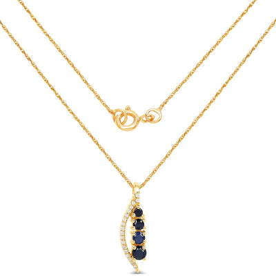 0.40 Carat Blue Sapphire & Diamond 14K Yellow Gold Pendant