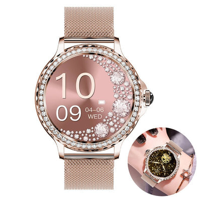 Pulsera de Fitness Inteligente con Llamadas Bluetooth y Acentos de Diamante