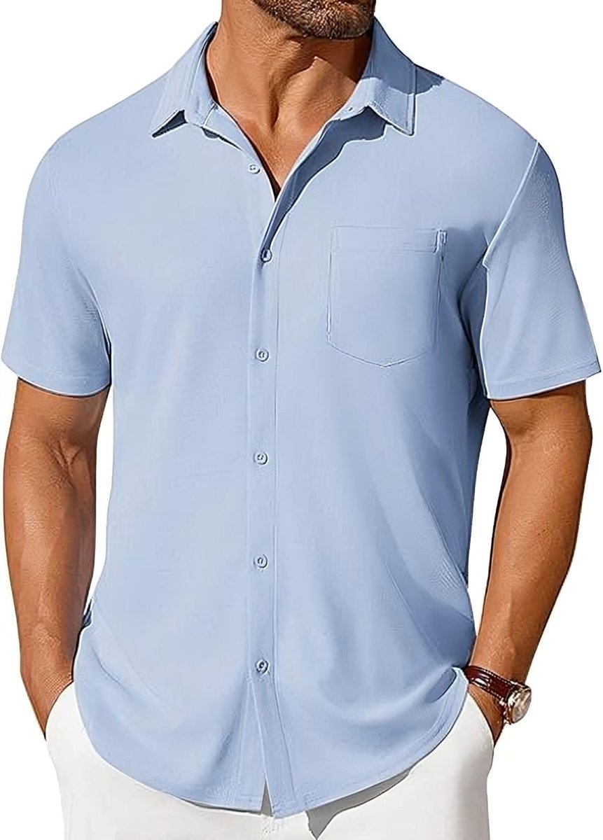 Men's Short-Sleeve Button-Up Wrinkle-Resistant Shirt