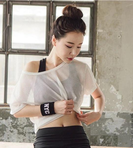 Top Corto Transpirable para Mujeres para Yoga y Fitness