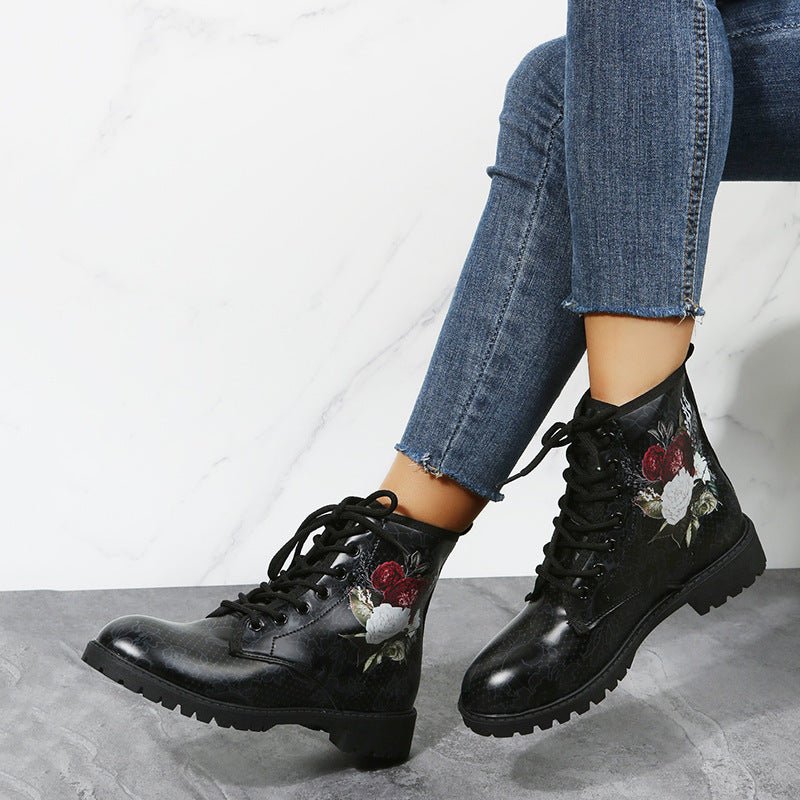 Botas Martin Altas para Mujer con Patrón de Caricatura