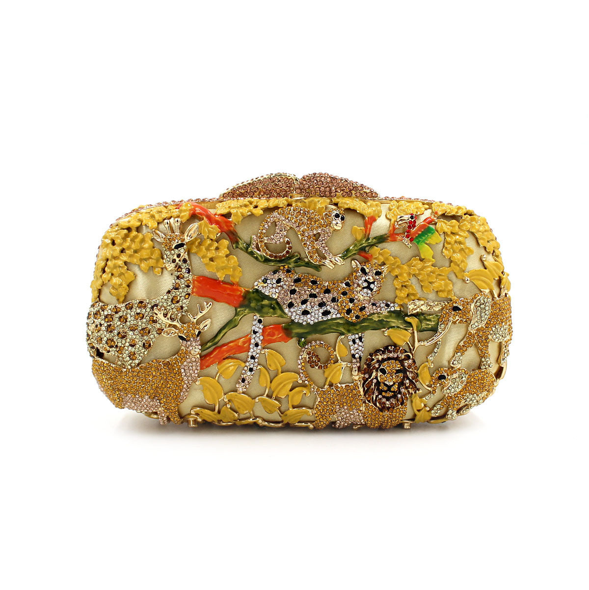 Elegant Crystal Inlaid Handbag - Animal Forest Design