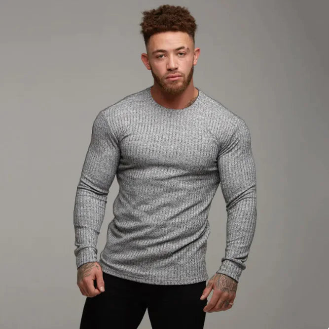 Camiseta Deportiva de Manga Larga Ajustada para Hombre
