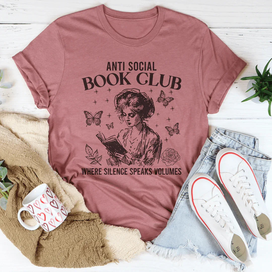 Camiseta del Club de Libros Anti Social Donde el Silencio Habla Volúmenes
