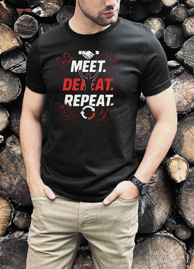 Meet. Defeat. Repeat 2 Color Tee - Korvel